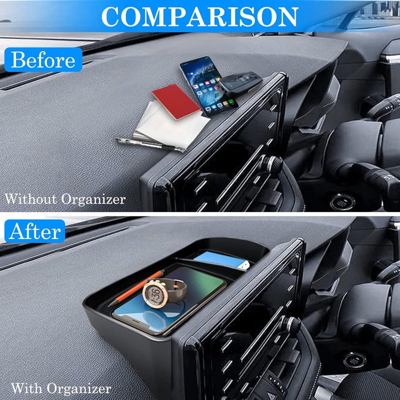 DIAMOOKY منظم كونسول مركزي مطور متوافق مع تويوتا RAV4 2025 2024 2023 2022-2019 ملحقات داخلية، صندوق تخزين مسند الذراع، صينية تخزين لوحة القيادة (غير متوافق مع شاشة الوسائط المتعددة الجديدة 10.5 بوصة) - 3 قطع - Image 4